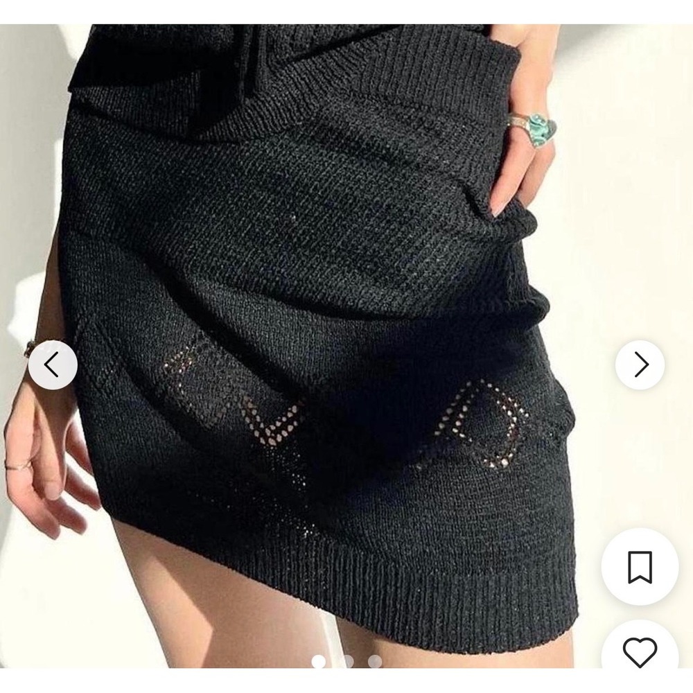 Lisa Says Gah Black Knit Midi Skirt
